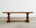 Country French Oak Parquet Top Farmhouse Trestle Dining Table