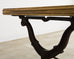 French Art Nouveau Triple Pedestal Iron Bronze Table