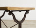 French Art Nouveau Triple Pedestal Iron Bronze Table