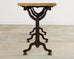 French Art Nouveau Triple Pedestal Iron Bronze Table