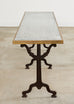 French Art Nouveau Triple Pedestal Iron Bronze Table