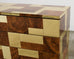 Pair of Paul Evans Signed Cityscape Burl Walnut Brass Cabinets
