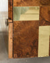 Pair of Paul Evans Signed Cityscape Burl Walnut Brass Cabinets