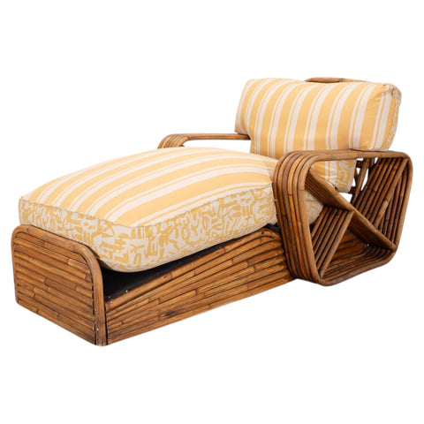 Paul T. Frankl Rattan Six-Strand Square Pretzel Chaise Longue