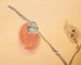 Japanese Showa Four Panel Screen Persimmon Branch in Snow