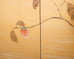 Japanese Showa Four Panel Screen Persimmon Branch in Snow