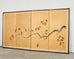 Japanese Showa Four Panel Screen Persimmon Branch in Snow