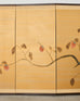 Japanese Showa Four Panel Screen Persimmon Branch in Snow