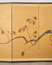 Japanese Showa Four Panel Screen Persimmon Branch in Snow