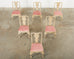 Set of Six A. Rudin Distressed Queen Anne Style Dining Chairs