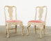 Set of Six A. Rudin Distressed Queen Anne Style Dining Chairs