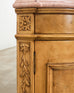 Pair Country French Provincial Marble Top Demilune Sideboards