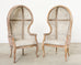 Pair French Provincial Style Cerused Oak Hooded Porters Chairs