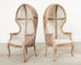 Pair French Provincial Style Cerused Oak Hooded Porters Chairs