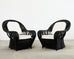 Pair of Ralph Lauren Wicker Rattan Garden Lounge Chairs