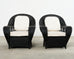 Pair of Ralph Lauren Wicker Rattan Garden Lounge Chairs