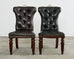 Set of Four Ralph Lauren Tufted Leather Dining Chairs