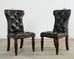 Set of Four Ralph Lauren Tufted Leather Dining Chairs