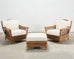 Pair of Ralph Lauren Organic Wicker Rope Armchairs + Ottoman