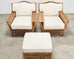Pair of Ralph Lauren Organic Wicker Rope Armchairs + Ottoman
