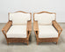 Pair of Ralph Lauren Organic Wicker Rope Armchairs + Ottoman