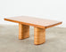 Midcentury Paul Frankl Style Stacked Rattan Pedestal Dining Table