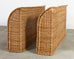 Pair of Organic Modern Woven Rattan Wicker Wingback Headboards