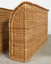 Pair of Organic Modern Woven Rattan Wicker Wingback Headboards