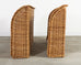 Pair of Organic Modern Woven Rattan Wicker Wingback Headboards