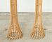 Pair of Franco Albini Style Organic Modern Rattan Floor Lamps