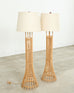 Pair of Franco Albini Style Organic Modern Rattan Floor Lamps