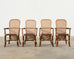 Set of Four Organic Modern Rattan Dining Chairs and Table