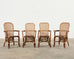 Set of Four Organic Modern Rattan Dining Chairs and Table