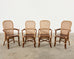 Set of Four Organic Modern Rattan Dining Chairs and Table