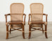 Set of Four Organic Modern Rattan Dining Chairs and Table