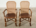 Set of Four Organic Modern Rattan Dining Chairs and Table