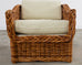 Michael Taylor Style Wicker Rattan Armchair in Scalamandre