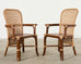 Set of Four Organic Modern Rattan Dining Chairs and Table