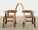 Set of Four Organic Modern Rattan Dining Chairs and Table