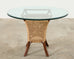 Set of Four Organic Modern Rattan Dining Chairs and Table