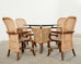 Set of Four Organic Modern Rattan Dining Chairs and Table