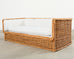 Michael Taylor Style Italian Wicker Works Rattan Sofa + Ottoman