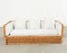 Michael Taylor Style Italian Wicker Works Rattan Sofa + Ottoman