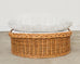 Michael Taylor Style Italian Wicker Works Rattan Sofa + Ottoman
