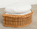 Michael Taylor Style Italian Wicker Works Rattan Sofa + Ottoman