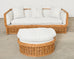 Michael Taylor Style Italian Wicker Works Rattan Sofa + Ottoman