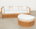Michael Taylor Style Italian Wicker Works Rattan Sofa + Ottoman