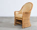 Set of Eight Michael Taylor Style Rattan Leather Dining Chairs