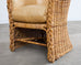 Set of Eight Michael Taylor Style Rattan Leather Dining Chairs