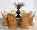 Set of Eight Michael Taylor Style Rattan Leather Dining Chairs